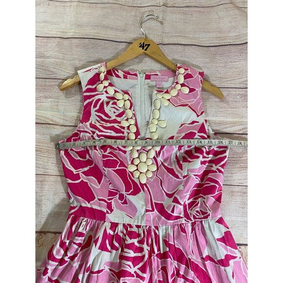 Lilly Pulitzer Women's Kaya Cameo White Pink Printed Dress - 8 - Picture 8 of 14